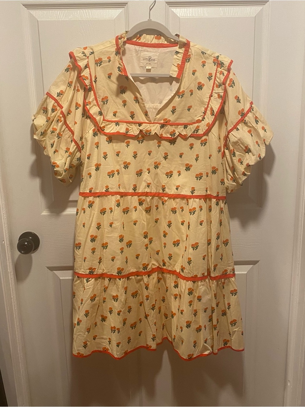 Umgee Floral Print Dress Piping Details